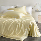 Silky-smooth cotton satin bedding set with fine decorative ribbon and pillowcases