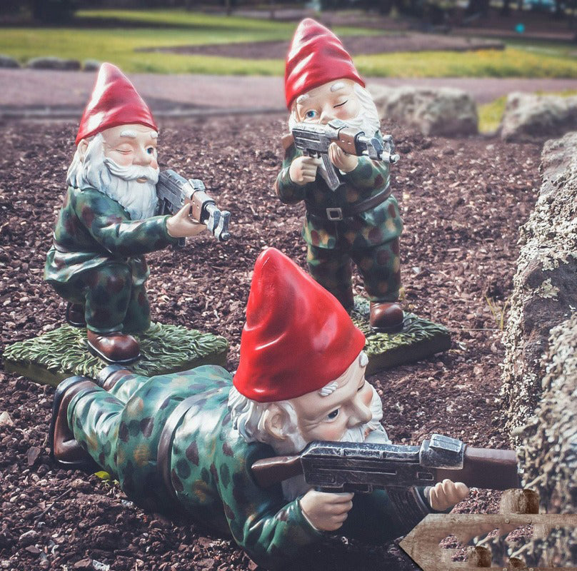 Military Garden Gnome with Camouflage Uniform