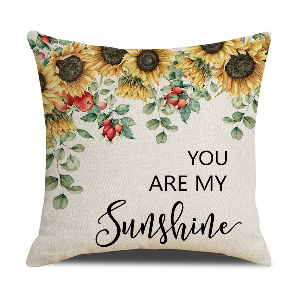 Cushion Cover with Sunflower Pattern Vinantica