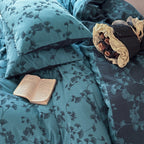Premium cotton bedding set with floral all-over woven texture and light quilting