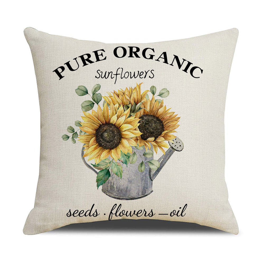 Cushion Cover with Sunflower Pattern Vinantica