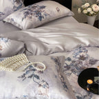 Luxurious satin bedding with floral watercolor print