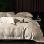 Elegant jacquard bedding set with floral relief and quilted bedspread