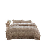 Luxurious cotton bedding set with ruffles and smocking look
