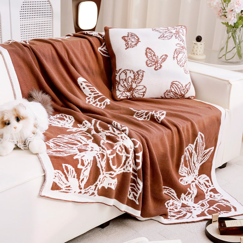 Decorative Throw Blanket with Floral Design Vinantica