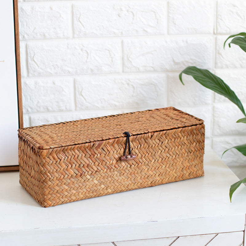 Handcrafted Rectangular Woven Storage Box With Dividers