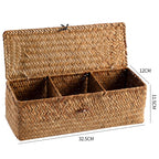 Handcrafted Rectangular Woven Storage Box With Dividers