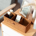 Handcrafted Rectangular Woven Storage Box With Dividers