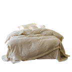 High-quality linen bedding set with lace trim & fitted sheet