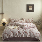 Floral cotton blend bedding set with button closure and reversible function