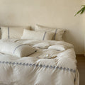 Linen-cotton bedding set with fine decorative embroidery