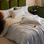Premium cotton satin bedding set with watercolor wildflower print and extra soft satin finish