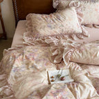 Romantic Ruffled Bed Linen Set with Lace Trim
