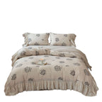 Vintage Roses Bedding Set Made of Cotton-Linen with Ruffle and Lace