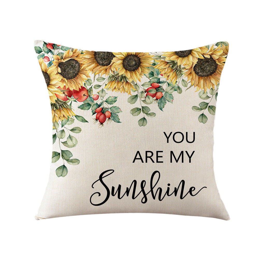 Cushion Cover with Sunflower Pattern Vinantica
