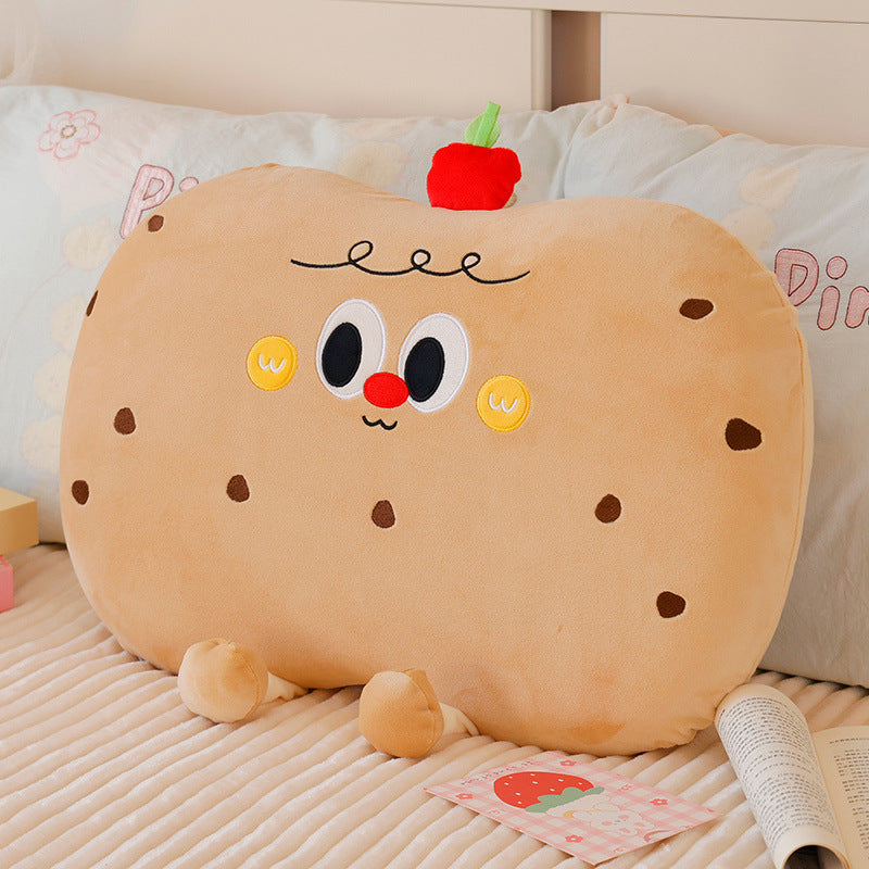 Plush pillow in cookie shape with cute face Vinantica