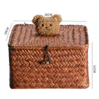 Woven Storage Box With Cute Lid