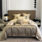Luxurious satin bedding set with jacquard texture and decorative pillow