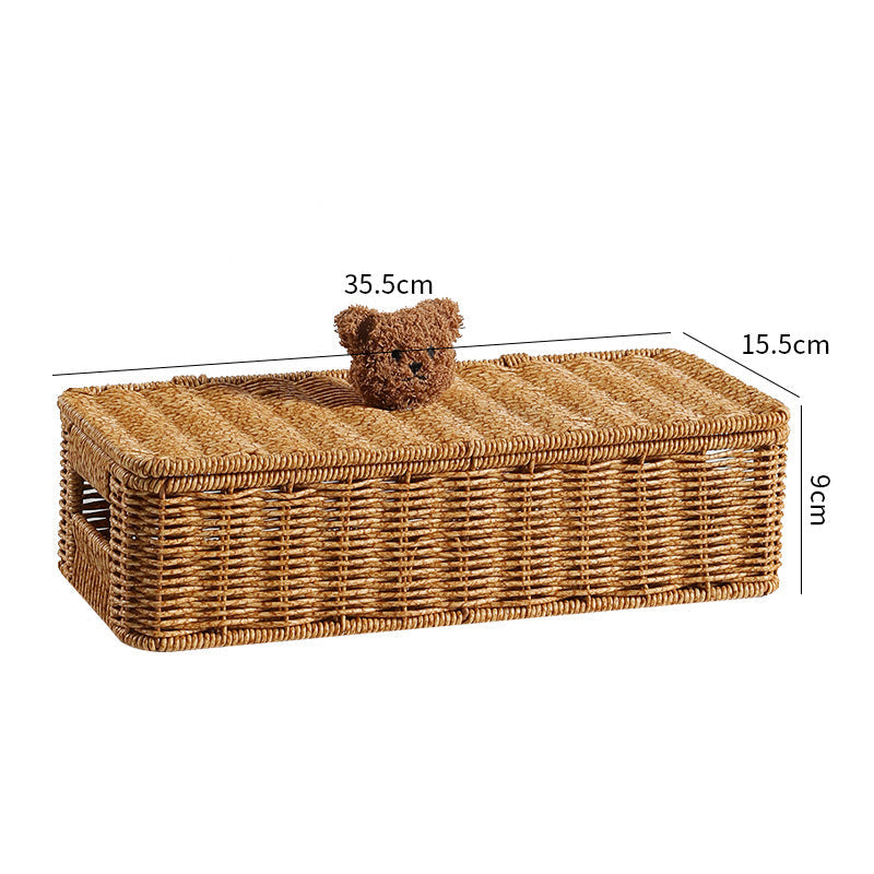 Decorative Woven Storage Box With Cute Bear Lid