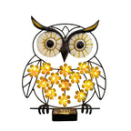Metal Owl Wall Art With Solar Powered LED Floral Lights And Iron Frame Vinantica
