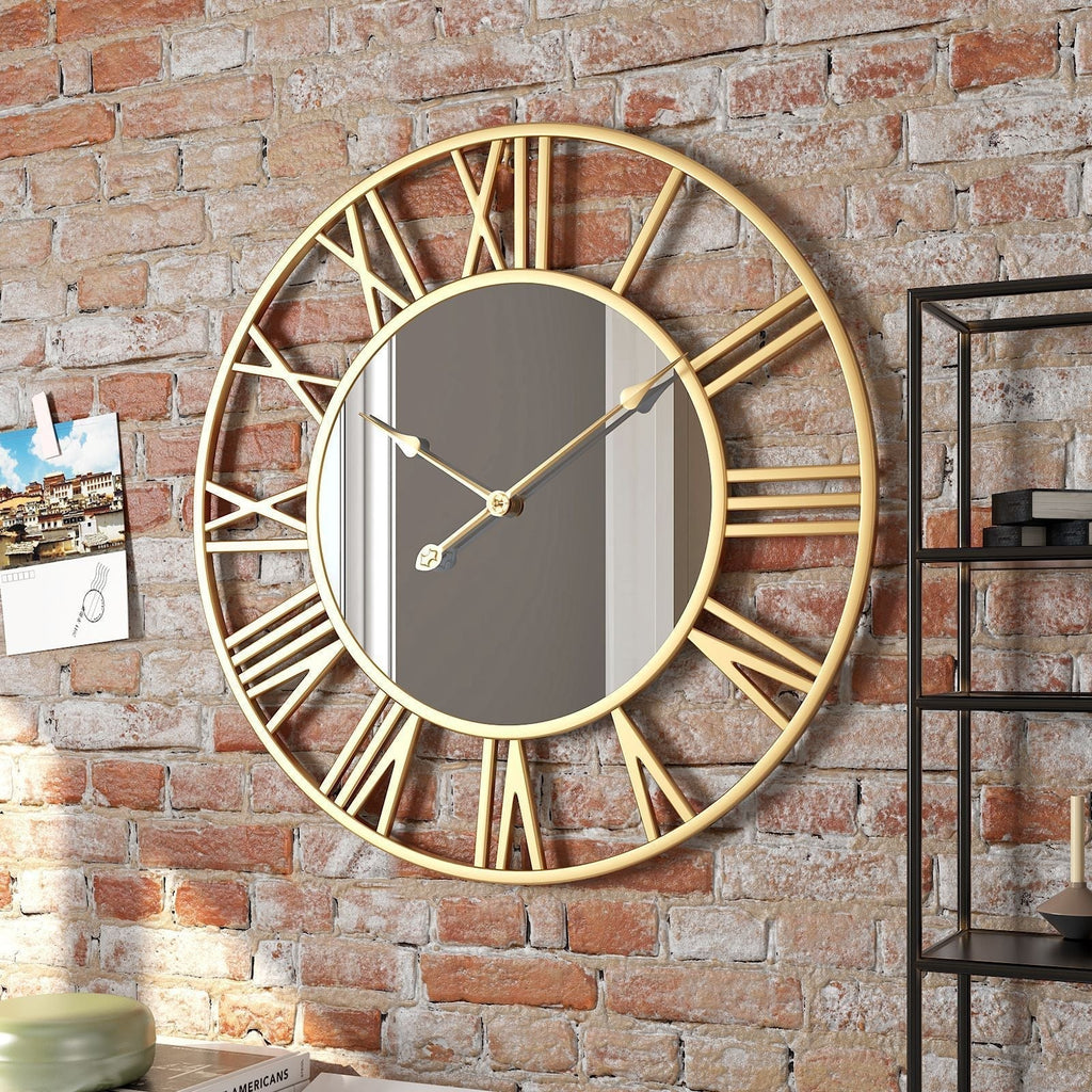 Vinantica | Metal Vintage Large Size Wall Clock with Mirror 39cm
