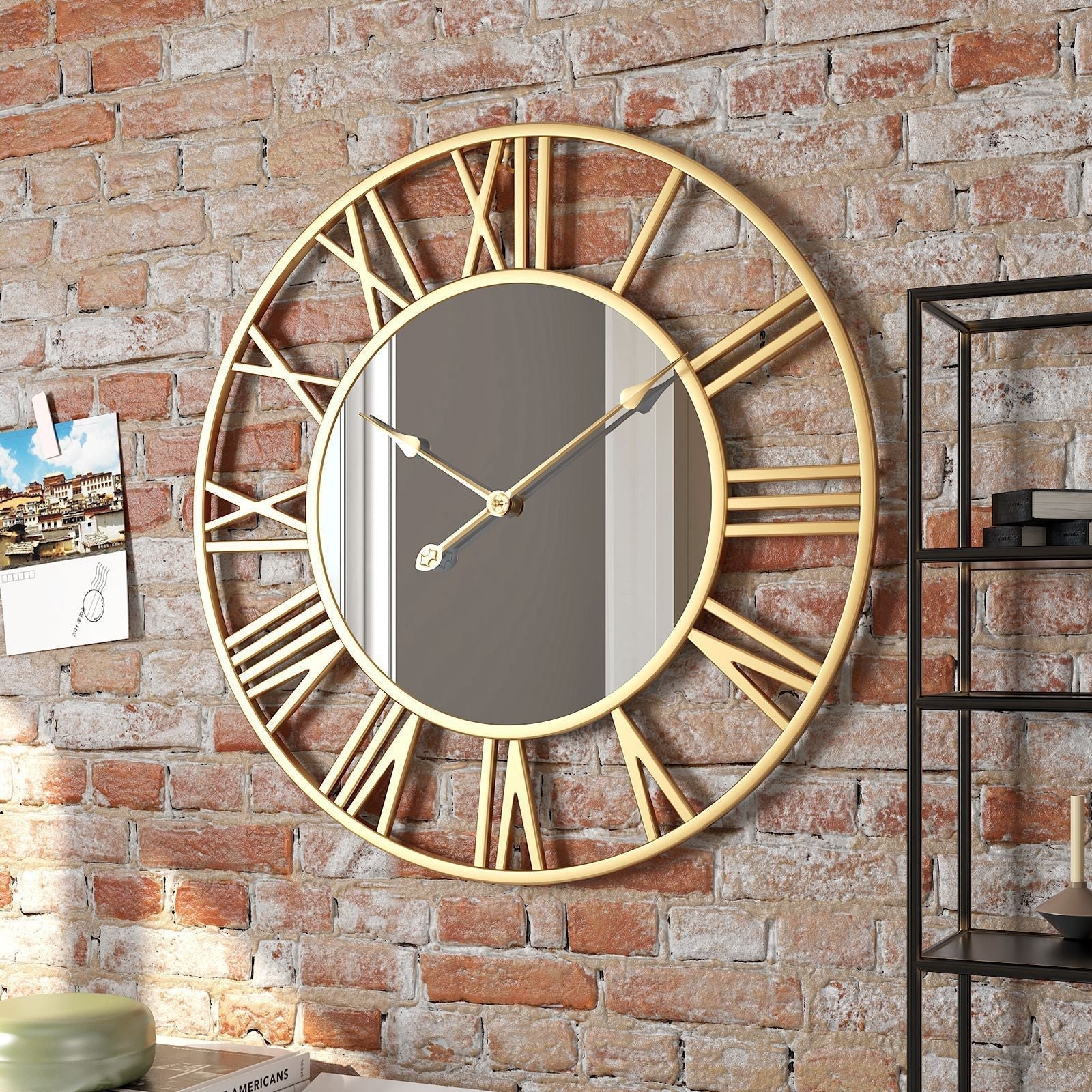 Vinantica | Metal Vintage Large Size Wall Clock with Mirror 39cm