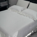 Quilted cotton bedspread set with honeycomb quilting, lace trim, and matching pillow covers