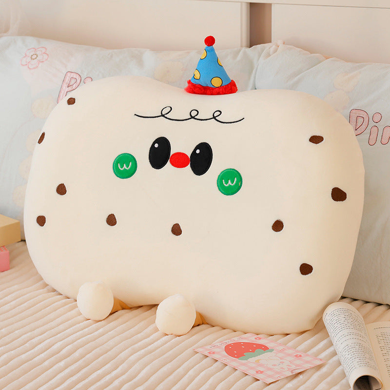 Plush pillow in cookie shape with cute face Vinantica