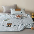 Children's bedding set with quilted cover and bear application