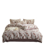 Floral cotton blend bedding set with button closure and reversible function