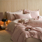 Textured Cotton Jacquard Bedding Set with Fine Cord Piping