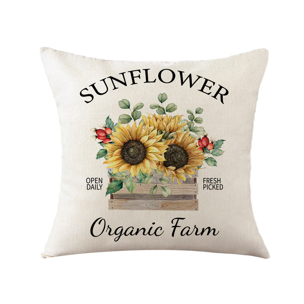 Cushion Cover with Sunflower Pattern Vinantica