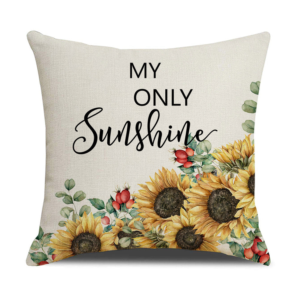 Cushion Cover with Sunflower Pattern Vinantica