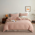 Cotton Percale Duvet Cover Set with fine minimal print and reversible side