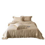 Bedding set made of high-quality cotton percale with gathered ruffle edges