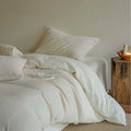 Bedding set made of linen-cotton mix with fine texture and quilted appearance