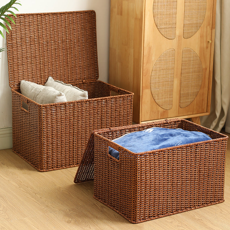 Woven Storage Chest With Built-In Handles