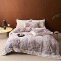 Luxurious velvety bedding set with teddy fleece and floral motif