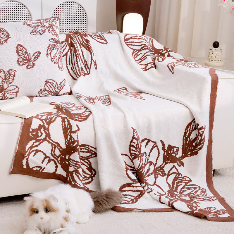 Decorative Throw Blanket with Floral Design Vinantica