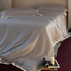 Luxurious bedding set made of cotton satin with lace border
