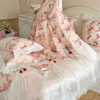 Luxurious multi-piece vintage bedding set with ruffles and floral pattern