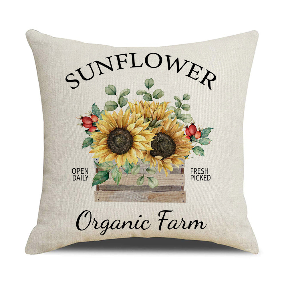 Cushion Cover with Sunflower Pattern Vinantica