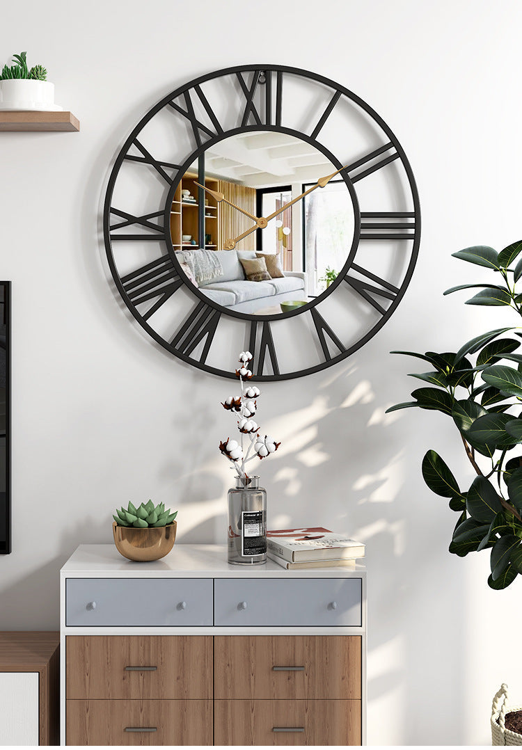 Vinantica | Metal Vintage Large Size Wall Clock with Mirror 39cm
