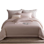 Luxurious cotton satin bedding set with delicate lace trim and hotel finish