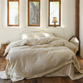 High-quality linen bedding set with lace trim & fitted sheet