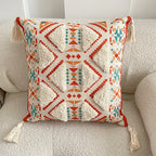 Boho lined fringe throw pillow cover