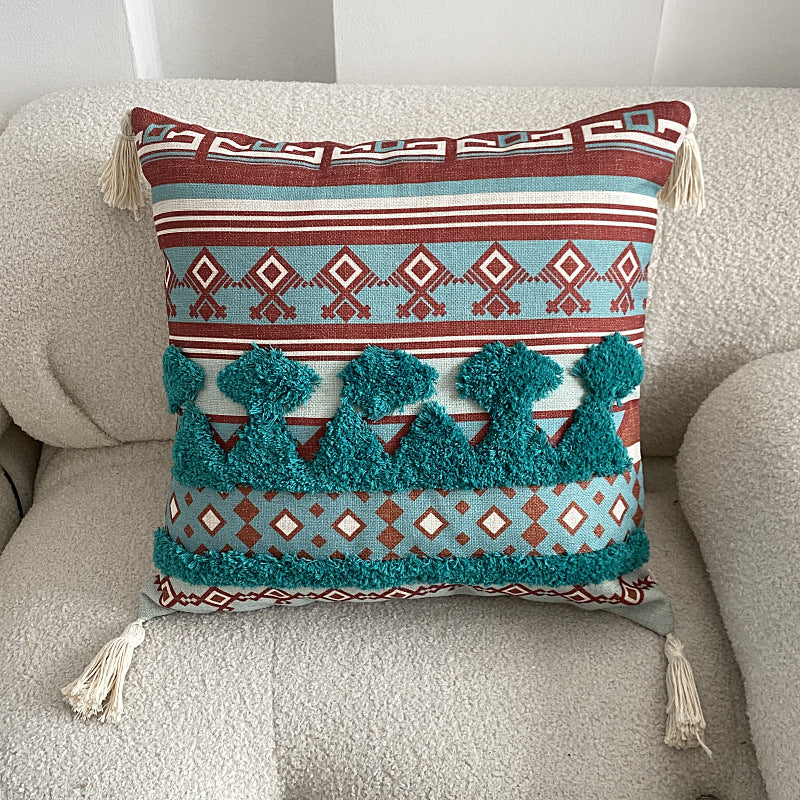 Boho lined fringe throw pillow cover