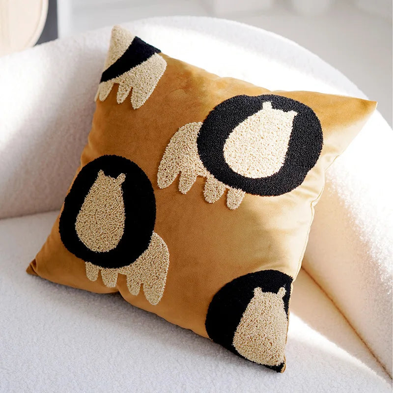 Plush Embroidered Nordic Cushion Covers Modern Simple Woven Cute Animal Design Throw Pillow Cover For 45x45cm Sofa Cushions | Vinantica