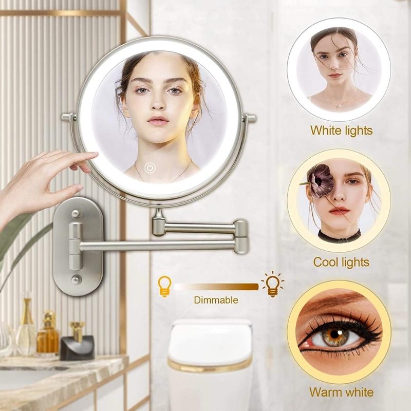 LED cosmetic mirror with magnification & USB battery | Vinantica