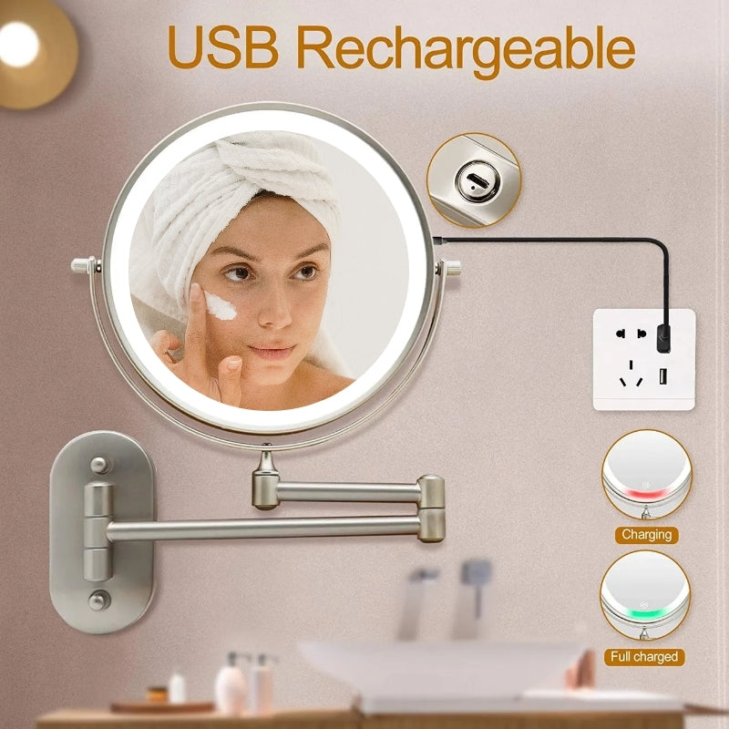 LED cosmetic mirror with magnification & USB battery | Vinantica